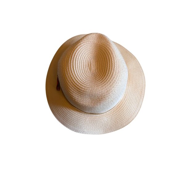 Charlie Paige Ivory Paper Straw Sun Hat W/ Gold Band & Bow One Size - Picture 4 of 7